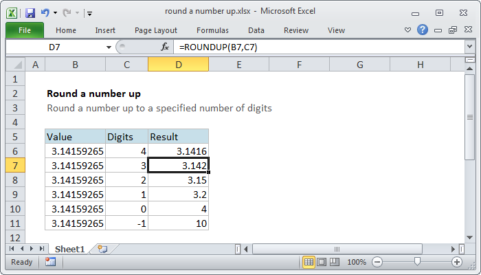 How To Put Roundup Formula In Excel